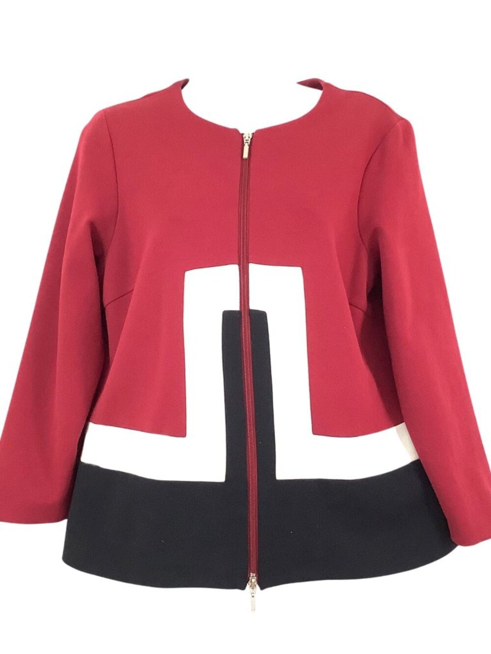 Vintage Y2K Color Block Blazer Burgundy Black and White Office Wear